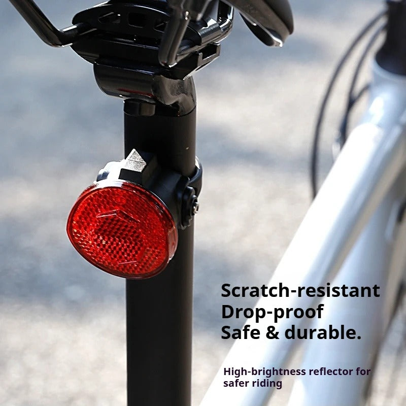 Black round bike rear reflector light with seatpost mount