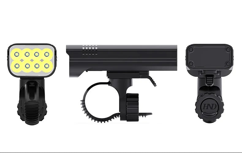 Black rectangular bike headlight with multi-lens front