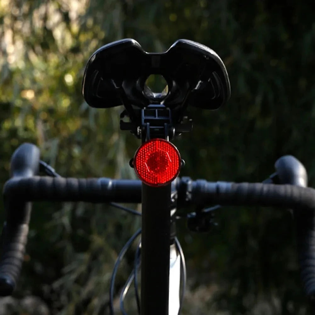 Black round bike rear reflector light with seatpost mount