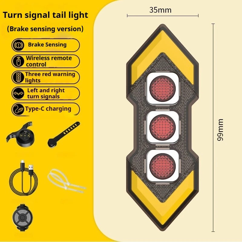 Black bike rear light with red, yellow and green lenses