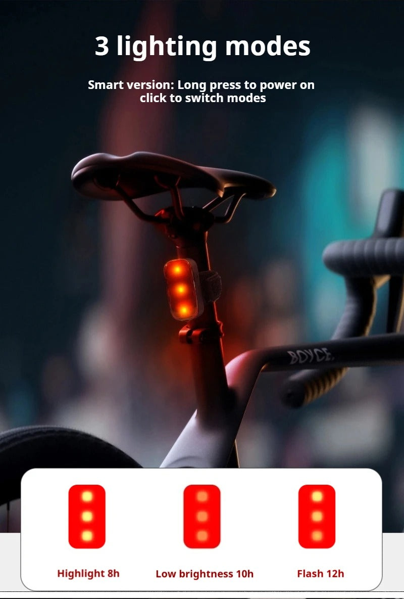 Red rear bike light with three LED points
