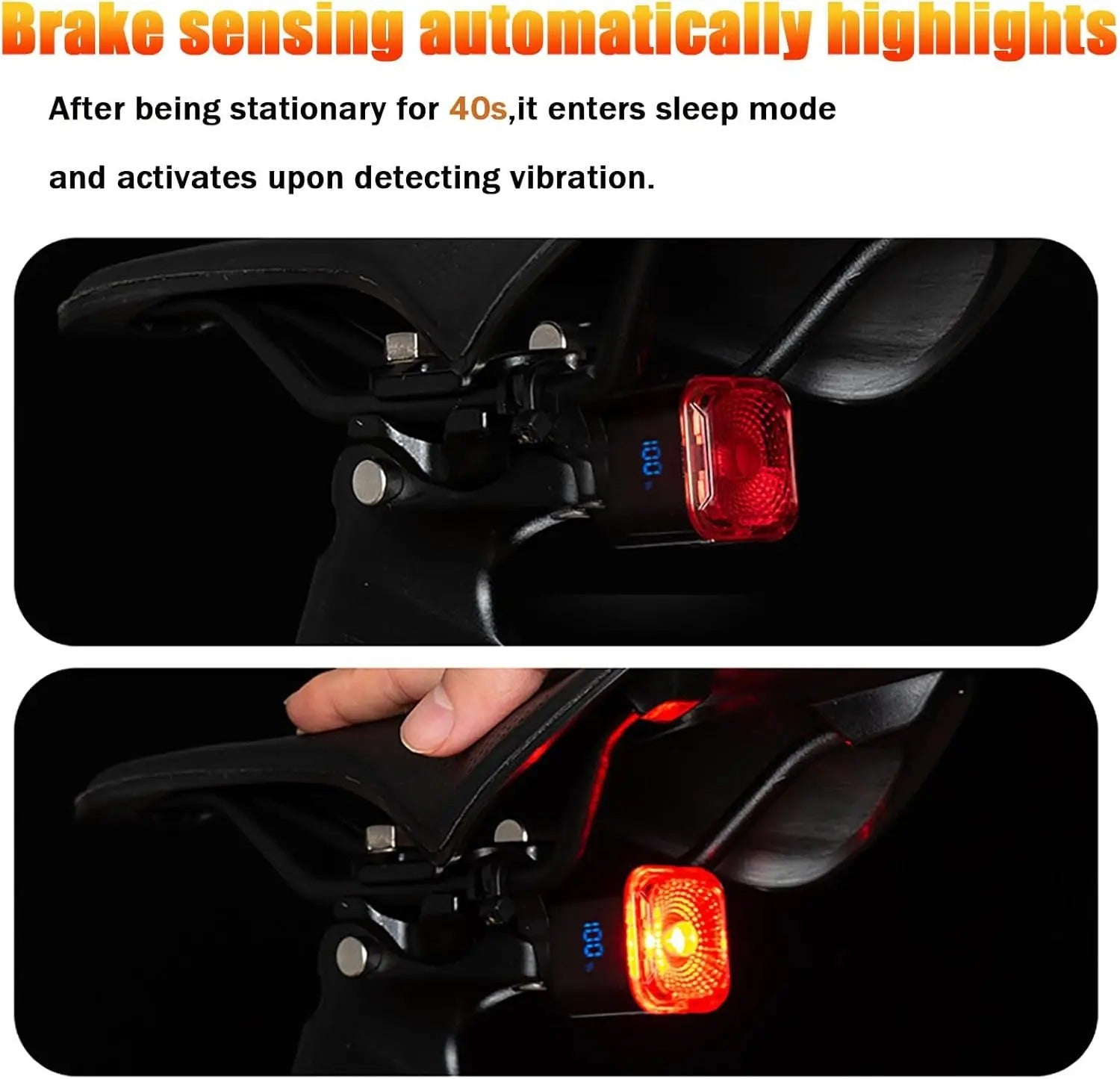 Smart Bike Tail Light with Brake Sensor & Display
