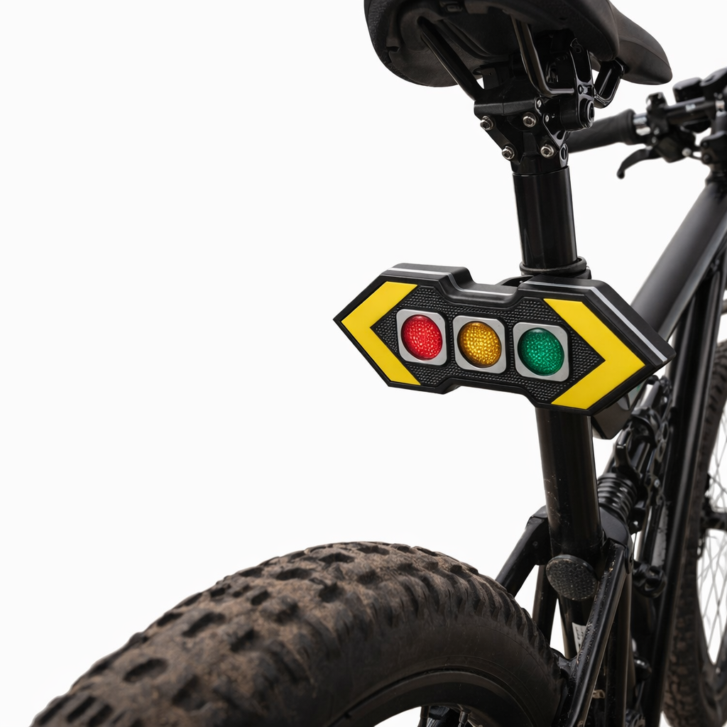 Black bike rear light with red, yellow and green lenses