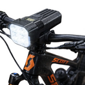 Black bike light set with front multi-lens headlight and rear light