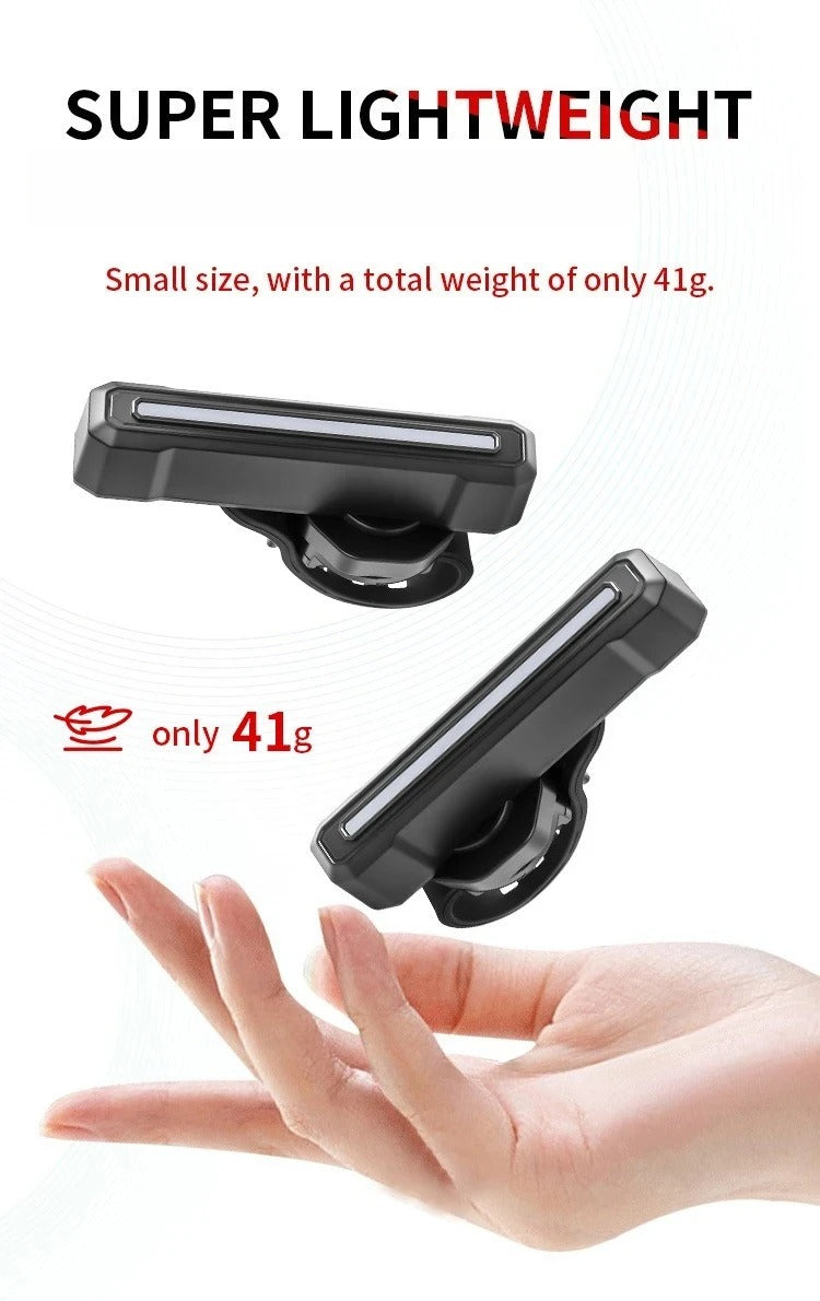 Black vertical bike rear light with slim bar lens