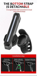 Black vertical bike rear light with slim bar lens