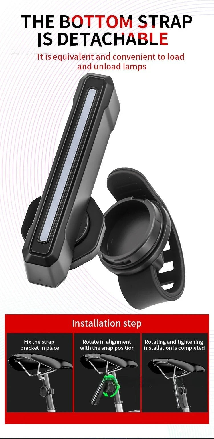 Black vertical bike rear light with slim bar lens