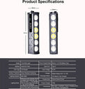 Black handlebar bike light with six lenses and display