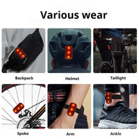Red rear bike light with three LED points