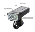 Black rectangular bike headlight with multi-lens front