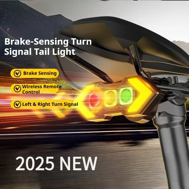 Black bike rear light with red, yellow and green lenses