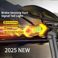 Black bike rear light with red, yellow and green lenses