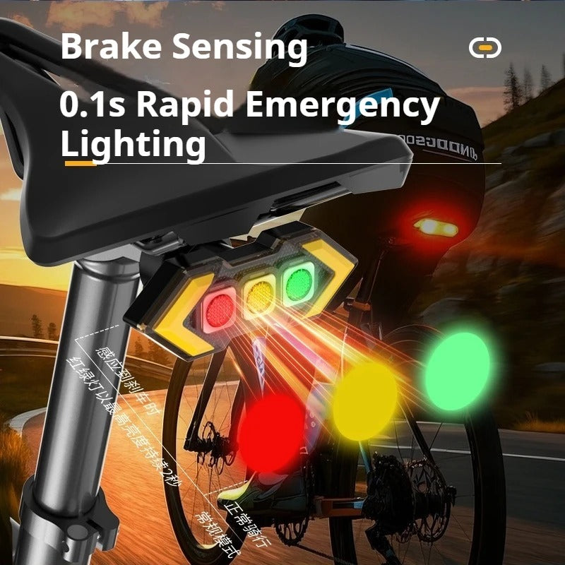 Black bike rear light with red, yellow and green lenses