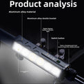 Black handlebar bike light with six lenses and display