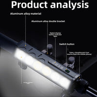 Black handlebar bike light with six lenses and display