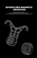 Black round bike light with red lens and hook mount
