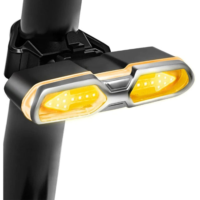 Black bike rear light with dual lens and remote control