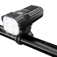 Black bike light set with front multi-lens headlight and rear light