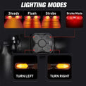 Black bike rear light with dual lens and remote control