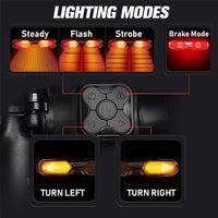 Black bike rear light with dual lens and remote control