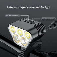 Black bike headlight with six lenses and top button (5000 LM)