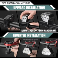 Black bike headlight with six lenses and top button (5000 LM)