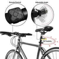 Black bike rear light with dual lens and remote control