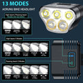 Black bike headlight with six lenses and top button (5000 LM)